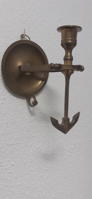 Candelabro de péndulo náutico antiguo de bronce.