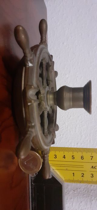 Bronce gran cenicero portavelas antiguo náutico.