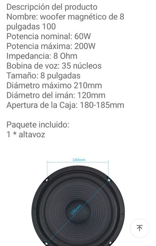 Pareja Altavoces 8" Graves