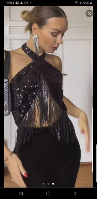 Mono lentejuelas y flecos Zara