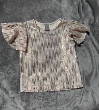 Blusa FIESTA Niña Lentejuelas y brillos Champagne