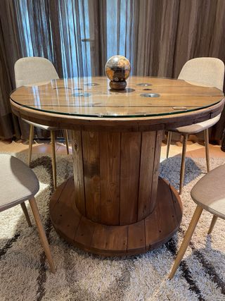 ♻️MESAS BOBINAS CARRETE MADERA CABLE CHILLPALET 🧵‼️