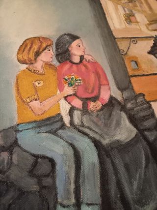 Cuadro amigas en el pueblo