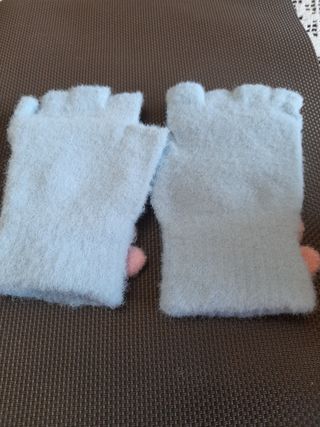 Guanti senza dita azzurro pupazzo