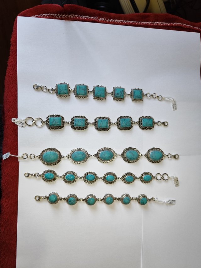 Pulseras de plata 925 y piedras turquesas