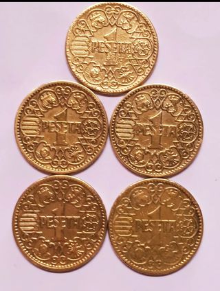 LOTE MONEDAS 1 PESETA.1944.5 UNIDADES.