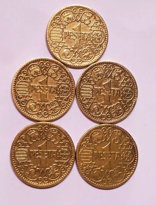 LOTE MONEDAS 1 PESETA.1944.5 UNIDADES.