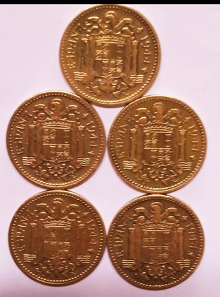 LOTE MONEDAS 1 PESETA.1944.5 UNIDADES.