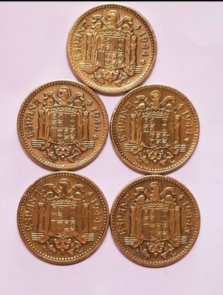 LOTE MONEDAS 1 PESETA.1944.5 UNIDADES.