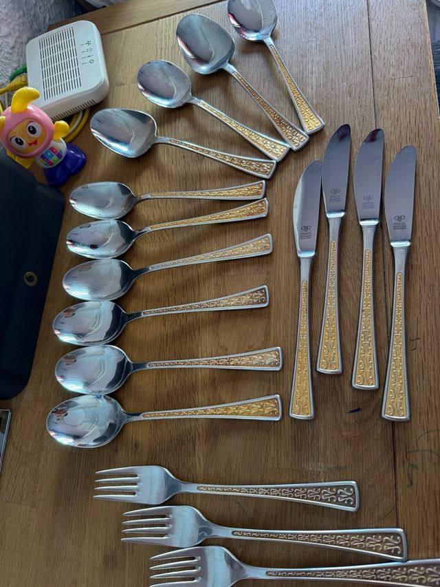 Juego de metal plateado inox dorado