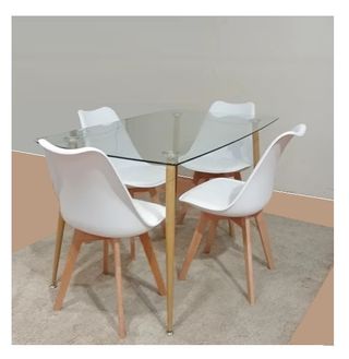 Mesa con cristal y sillas nordicas