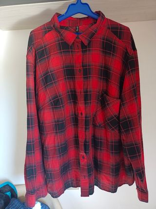 Camisa cuadros manga larga H&M