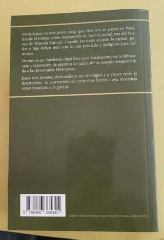 Novela:"La luz que no puedes ver" Anthony Doerr
