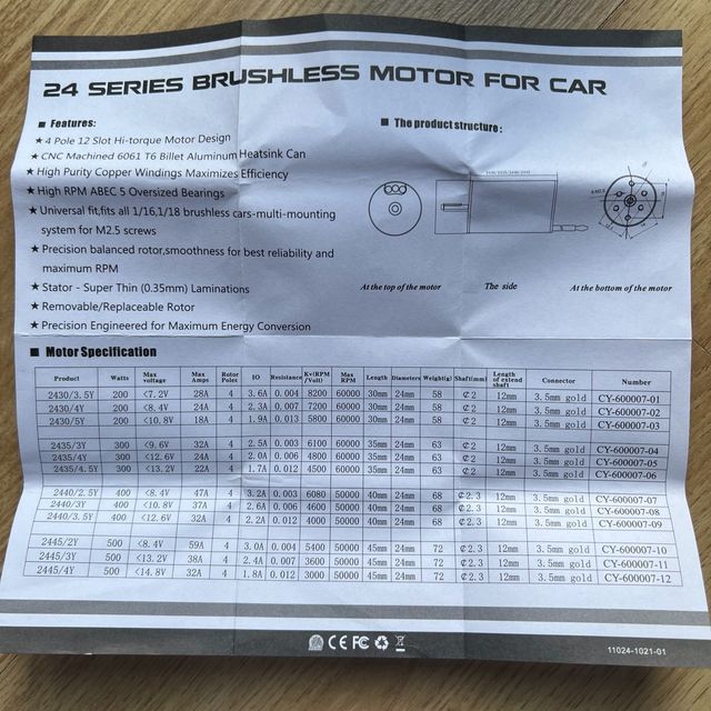 Motor sin escobillas para coche 2440 RC 4600KV