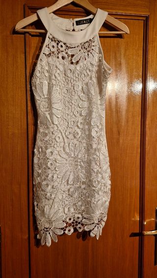 Vestido blanco fiesta encaje delantero