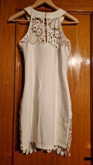 Vestido blanco fiesta encaje delantero