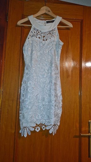 Vestido blanco fiesta encaje delantero