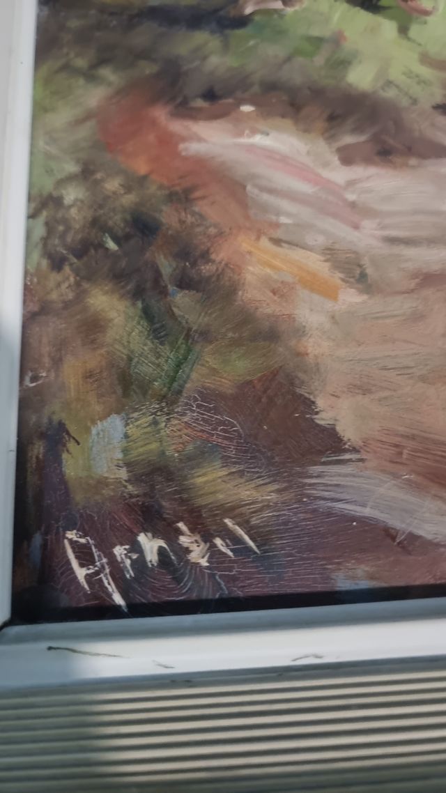 CUADRO ANTIGUO PAISAJE AL OLEO