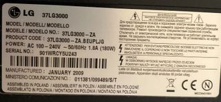 Televisor LG 37" Mod 37LG3000, con mando