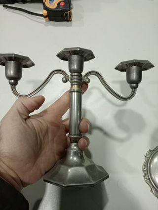 Set 3 pezzi Vintage lega plettro coppe candelabbro