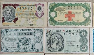 LOTE 17 DÉCIMOS LOTERÍA NACIONAL ANTIGUA