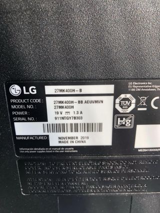 Monitor LG full HD LED 27”