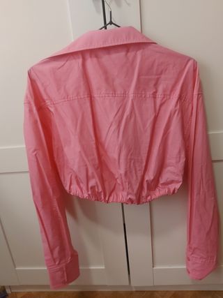 Camisa corta rosa Zara