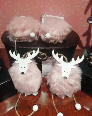 4 ADORNOS GRANDES DE NAVIDAD RENO ROSA