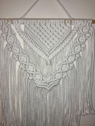 Arazzo bianco da parete macramé
