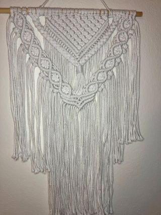 Arazzo bianco da parete macramé