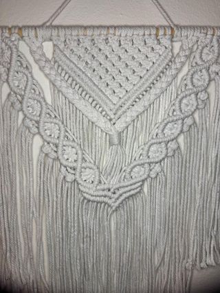 Arazzo bianco da parete macramé