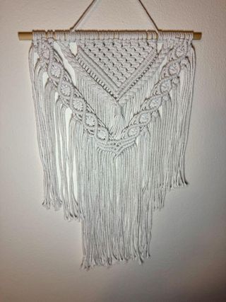 Arazzo bianco da parete macramé