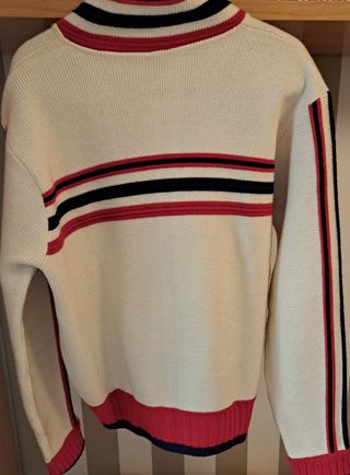 Chaqueta de invierno, blanca a rayas, 1962.