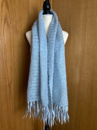 Chal tejido a mano bufanda de lana gris