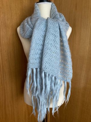 Chal tejido a mano bufanda de lana gris