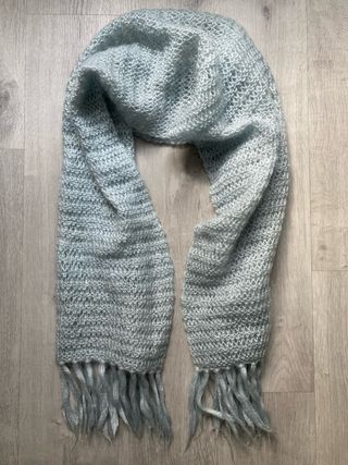 Chal tejido a mano bufanda de lana gris
