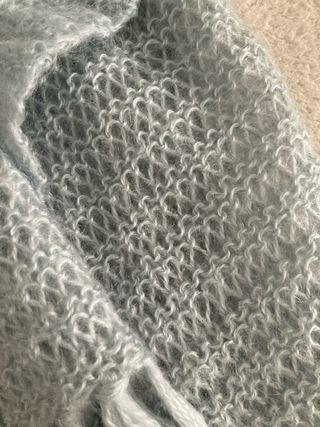 Chal tejido a mano bufanda de lana gris