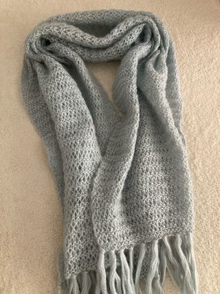 Chal tejido a mano bufanda de lana gris