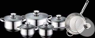 Set di pentole in acciaio inox 12 pezzi