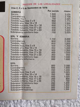 PALENCIA: PUBLICIDAD INAUGURACIÓN PLAZA TOROS 1976