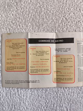 PALENCIA: PUBLICIDAD INAUGURACIÓN PLAZA TOROS 1976