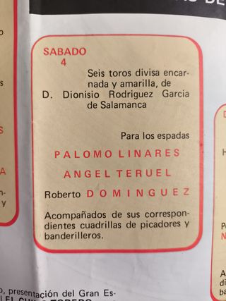 PALENCIA: PUBLICIDAD INAUGURACIÓN PLAZA TOROS 1976