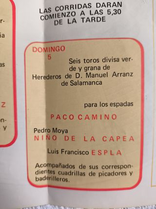 PALENCIA: PUBLICIDAD INAUGURACIÓN PLAZA TOROS 1976