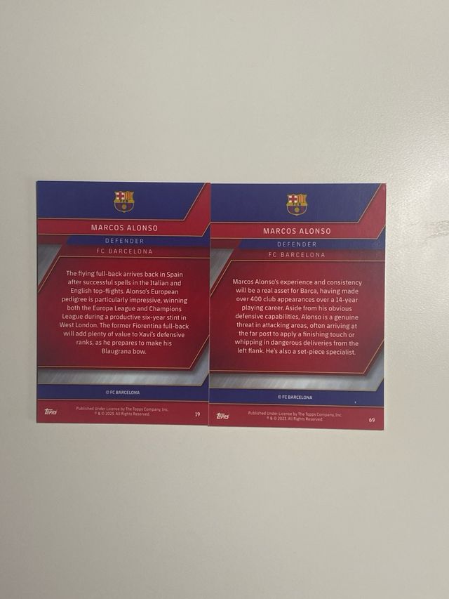 Lote marcos alonso topps chrome barcelona