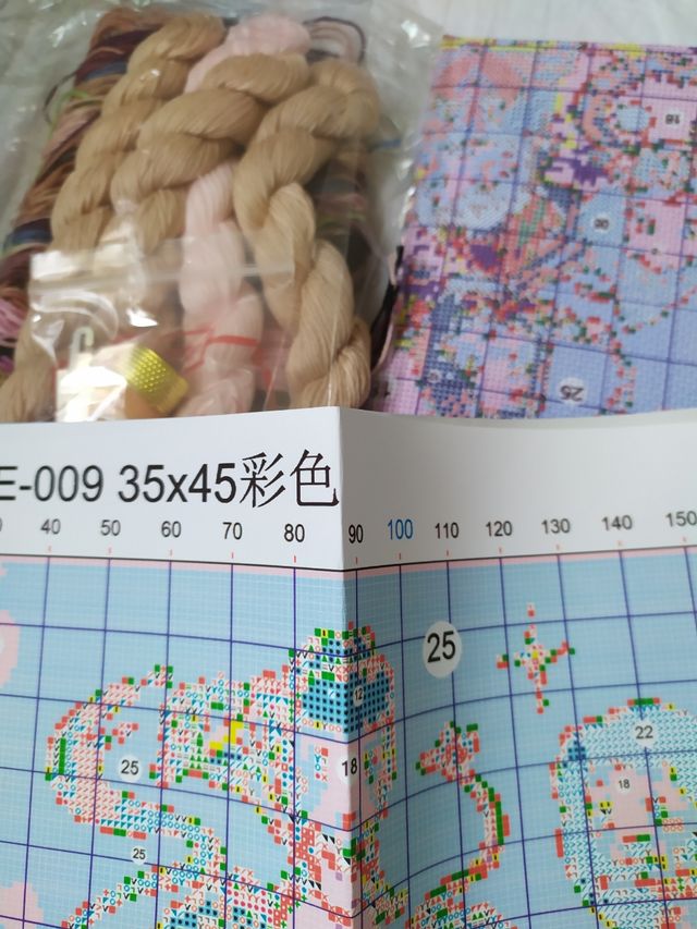 Kit punto de cruz, nuevo