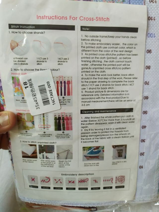 Kit punto de cruz, nuevo