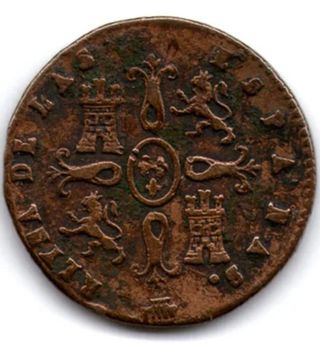 🪙Moneda 2 maravedis 1843 Isabel ll SG