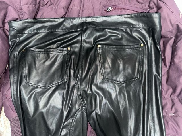 Pantalone lucido legging pelle M nero