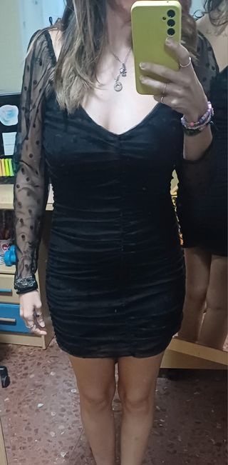 Vestido negro plumeti fiesta xs/s/m
