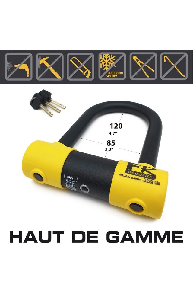 FR SECURITE FR85120 Candado Moto U Alta Seguridad